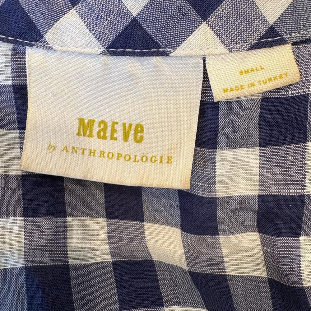 MAEVE by Anthropologie NWOT Blue & White Checkered Peplum Dolman Sleeves Shirt S - Picture 7 of 9